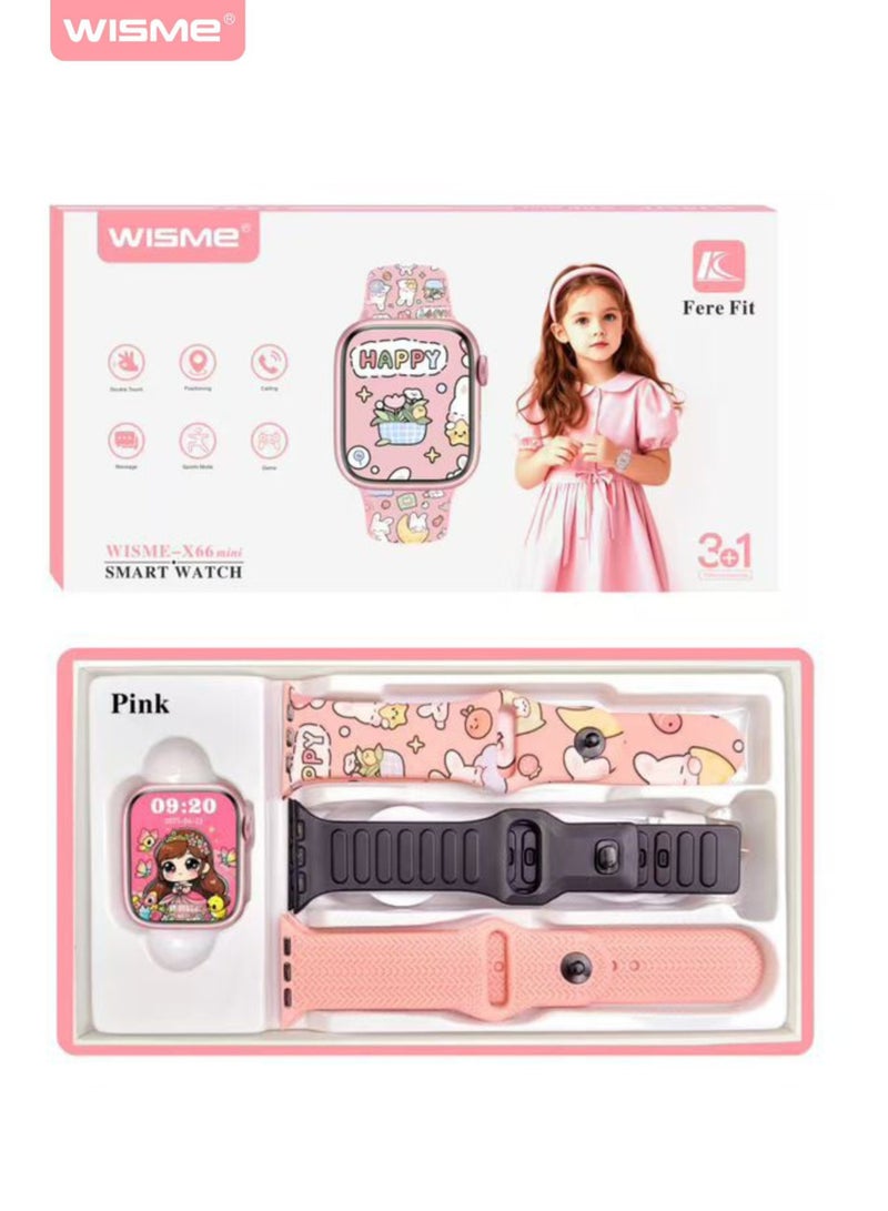 Wisme X66mini Pink Ladies Watch 3 in1 straps - Image 2